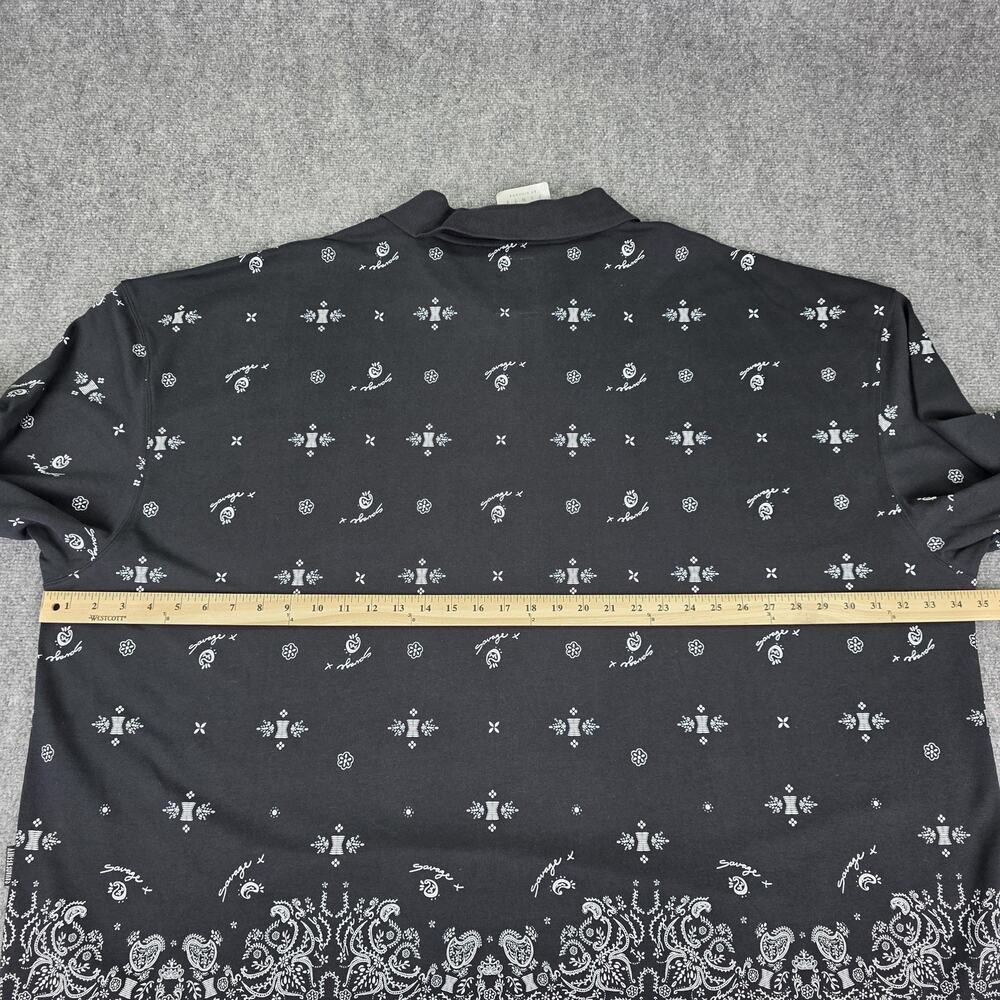 Savage X Fenty Shirt Womens 4X Black Bandana Paisley Long Sleeve Polo Top - Picture 5 of 16